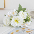 Artificial Silk Peony & Hydrangea Bouquet | Wedding & Home Decor Artificial Flower Bouquet Axl WHITE 3 pcs