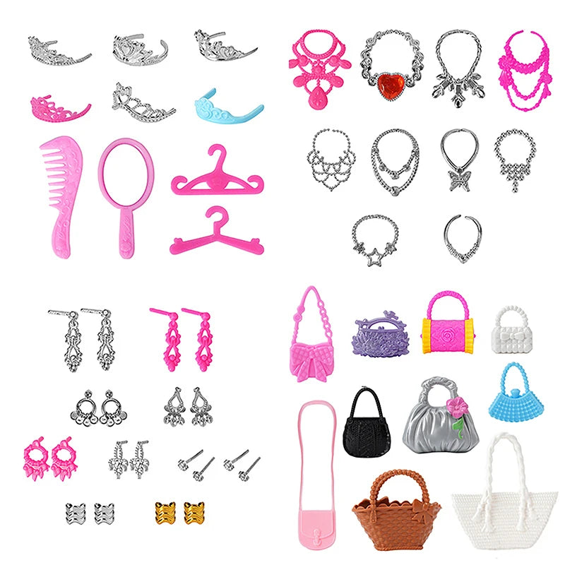 20Pcs Dollhouse Jewelry – Earrings, Bracelets & Crown for 1/6 Dolls Doll Jewelry Accessories Axl