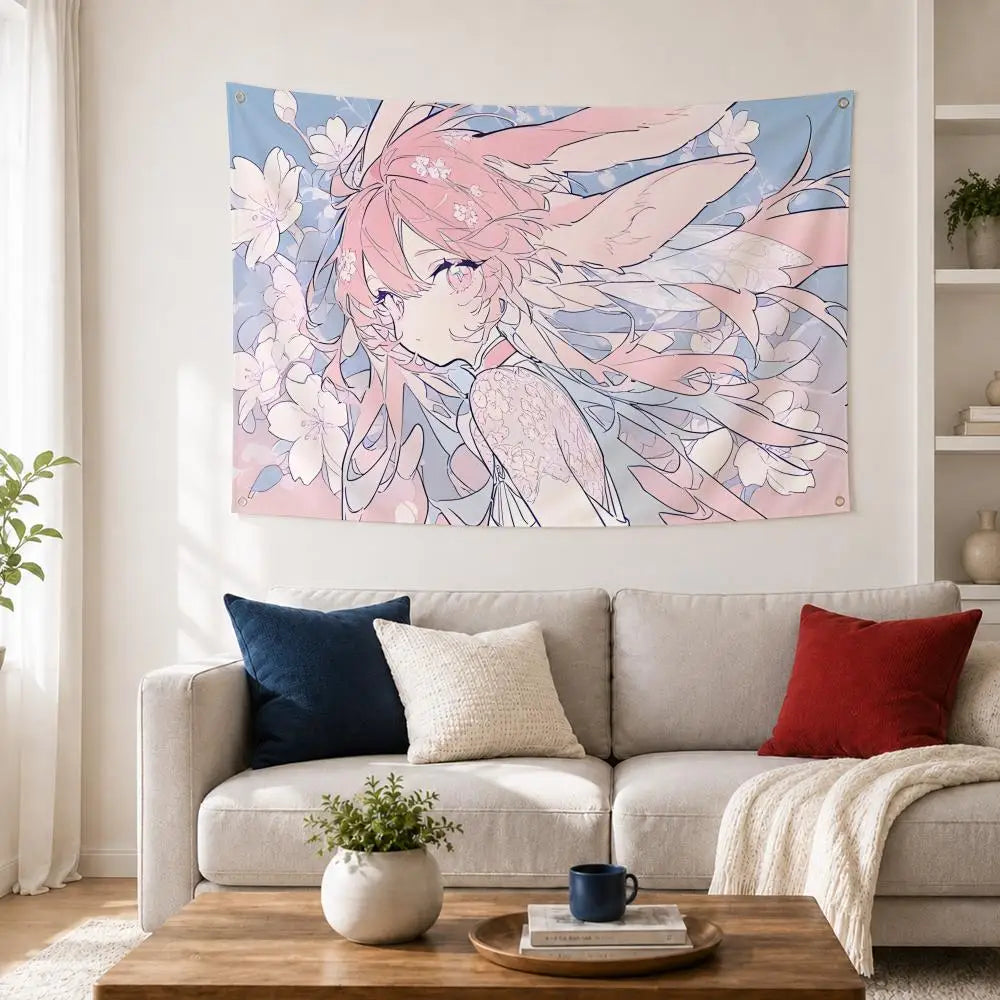 Anime Angel Girls Kawaii Wall Flag – Indoor & Outdoor Banner Decorative Flag Banner Axl