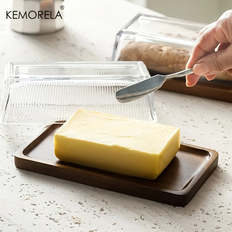 Wooden Cheese Tray with Glass Cover | Butter & Dessert Board Wooden Serving Tray Axl
