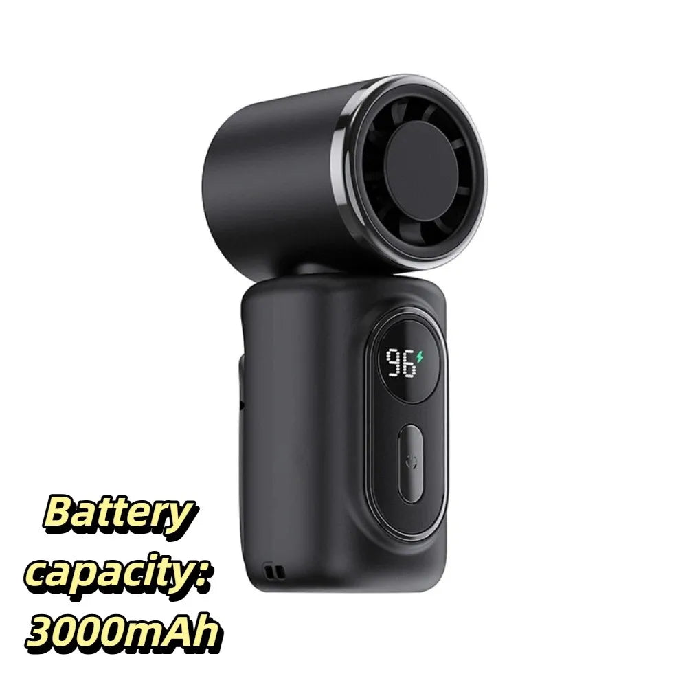 Clip-On Mini Handheld Fan | 100-Speed Stepless, 3000mAh Portable Clip-On Fan Axl Black