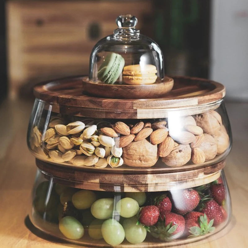 Glass Food Storage Container with Acacia Wood Lid – 2350ml Glass Storage Container Axl