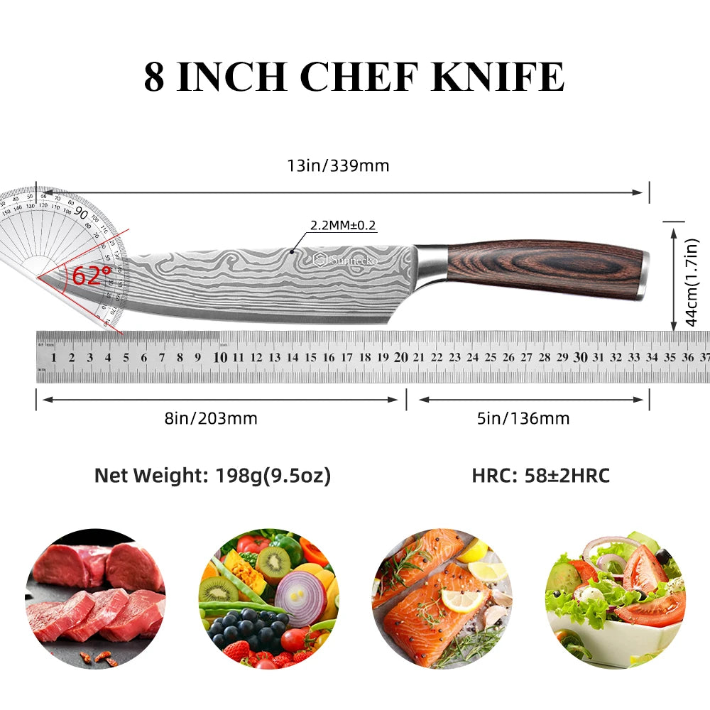 Sunnecko Chef's Knife 8" & 5.5" High Carbon Stainless Steel Chef's Knife Axl