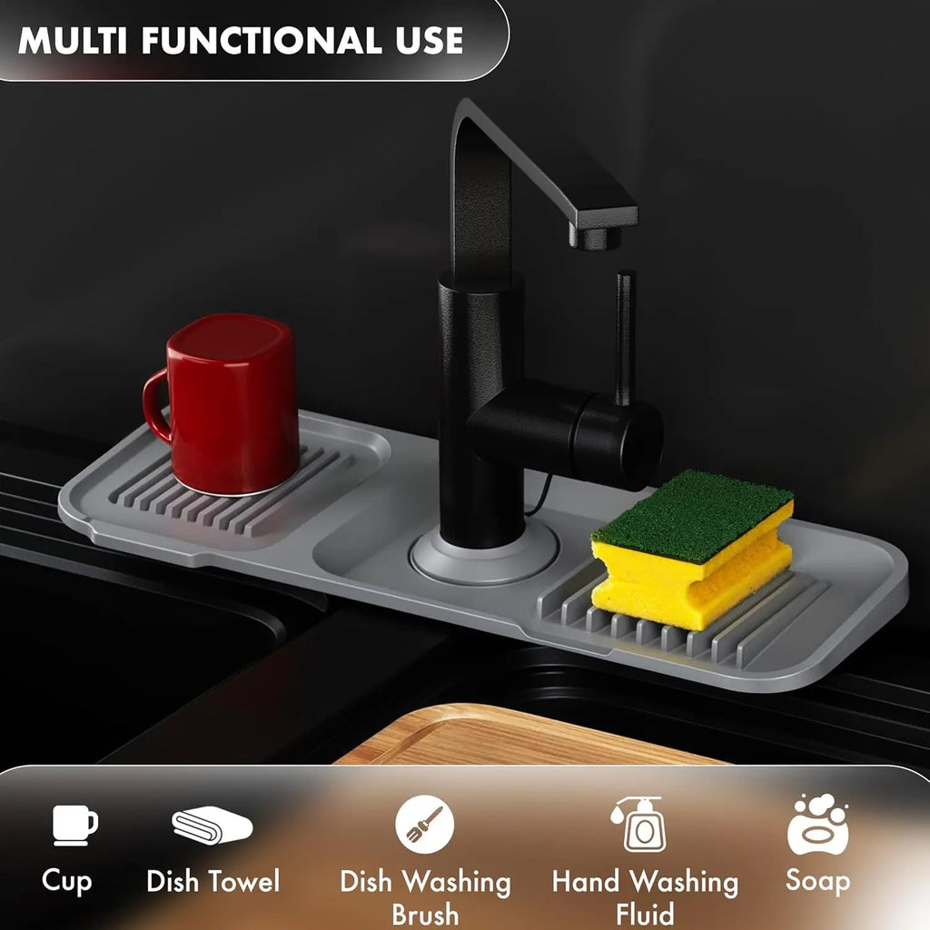 Silicone Sink Splash Guard & Faucet Drip Catcher Tray Mat Silicone Sink Mat Axl