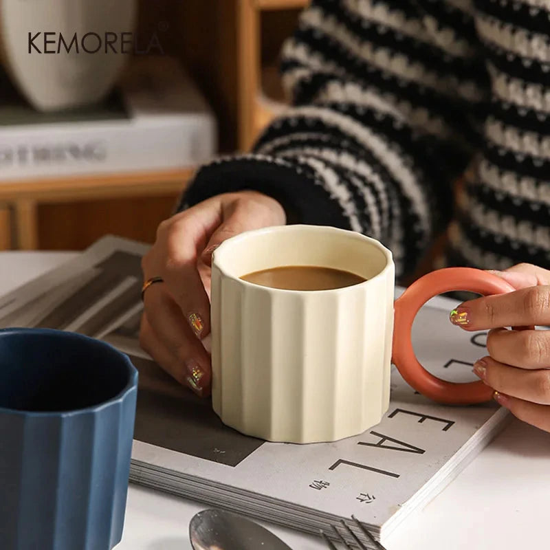 KEMORELA Nordic Ceramic Coffee Mug – Microwave Safe Gift Ceramic Coffee Mug Axl