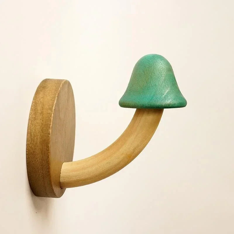 Wooden Mushroom Wall Hook – Self-Adhesive Clothes & Cap Hanger Wall Hook Axl Green