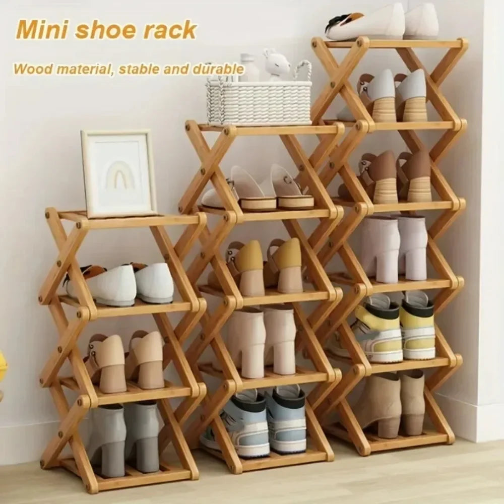 Bamboo Telescopic Shoe Rack – Foldable Multi-Layer, No Install Bamboo Shoe Rack Axl