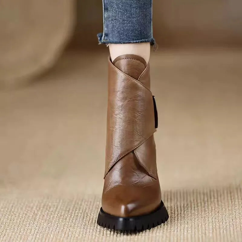 Women's Pointed Toe Block Heel Mid-Calf Boots | Street Style Women's Mid-Calf Boots Axl
