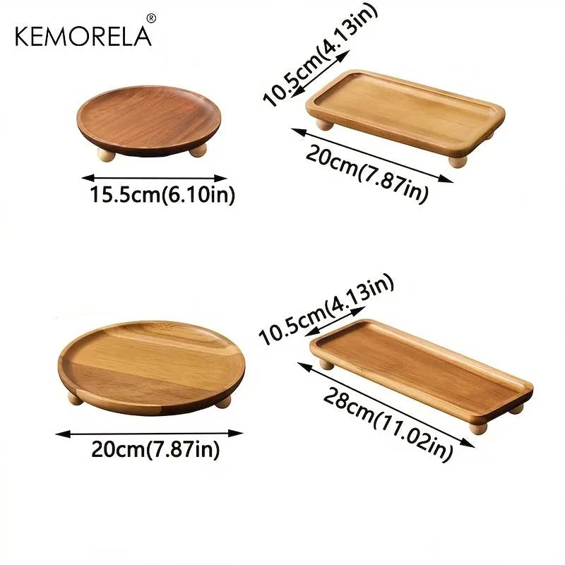 KEMORELA Solid Wood Serving Tray – Vintage Pedestal Stand Wooden Serving Tray Axl