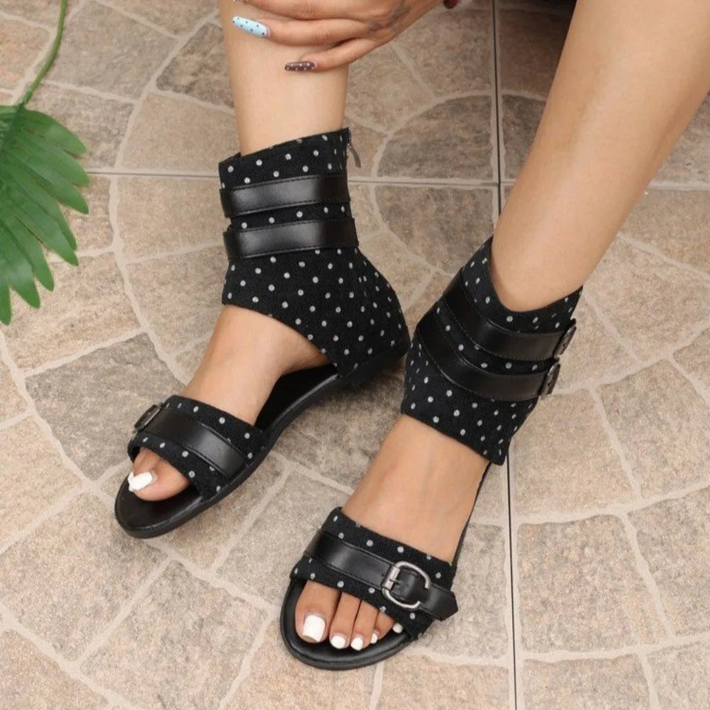 VKJF Women's Roman Gladiator Flat Sandals – Polka Dot Style Women's Flat Sandals Axl