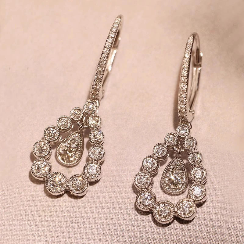 Huitan Waterdrop Drop Earrings – Sparkling Cubic Zirconia Drop Earrings Axl