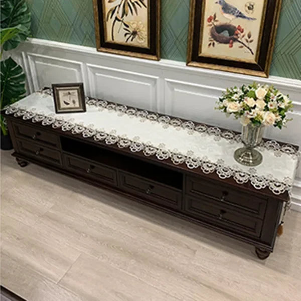 White Lace Embroidered Table Runner – Dust-Proof Fabric Cover Lace Table Runner Axl