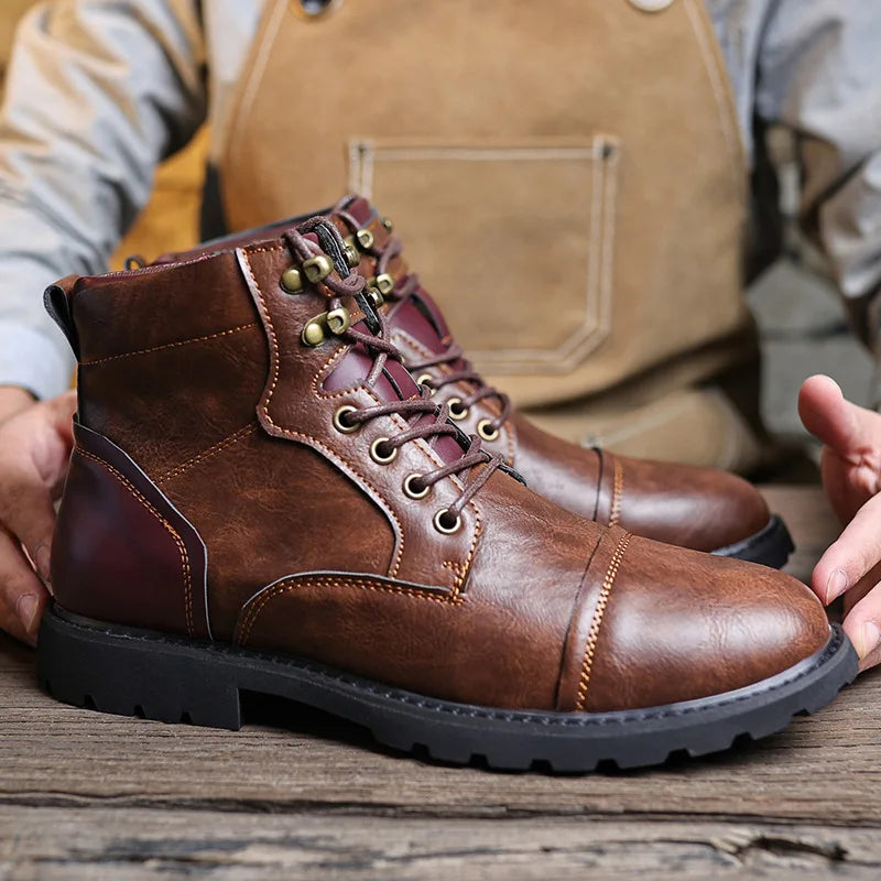 YBQJOO High Top Ankle Boots – Lace-Up Non-Slip Couple Boots Ankle Boots Axl Brown 39