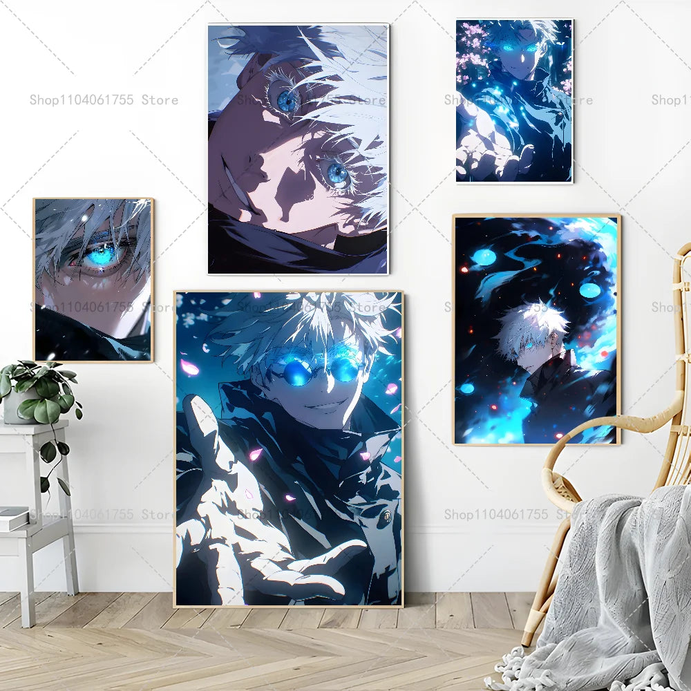 Anime Gojo Wall Poster – Self-Adhesive Waterproof Sticker Art Anime Wall Poster Axl