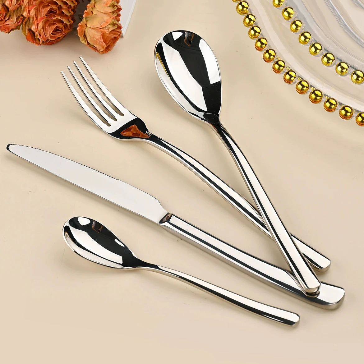 304 Stainless Steel Flatware Set – Mirror Finish Steak Knife & Fork Flatware Set Axl
