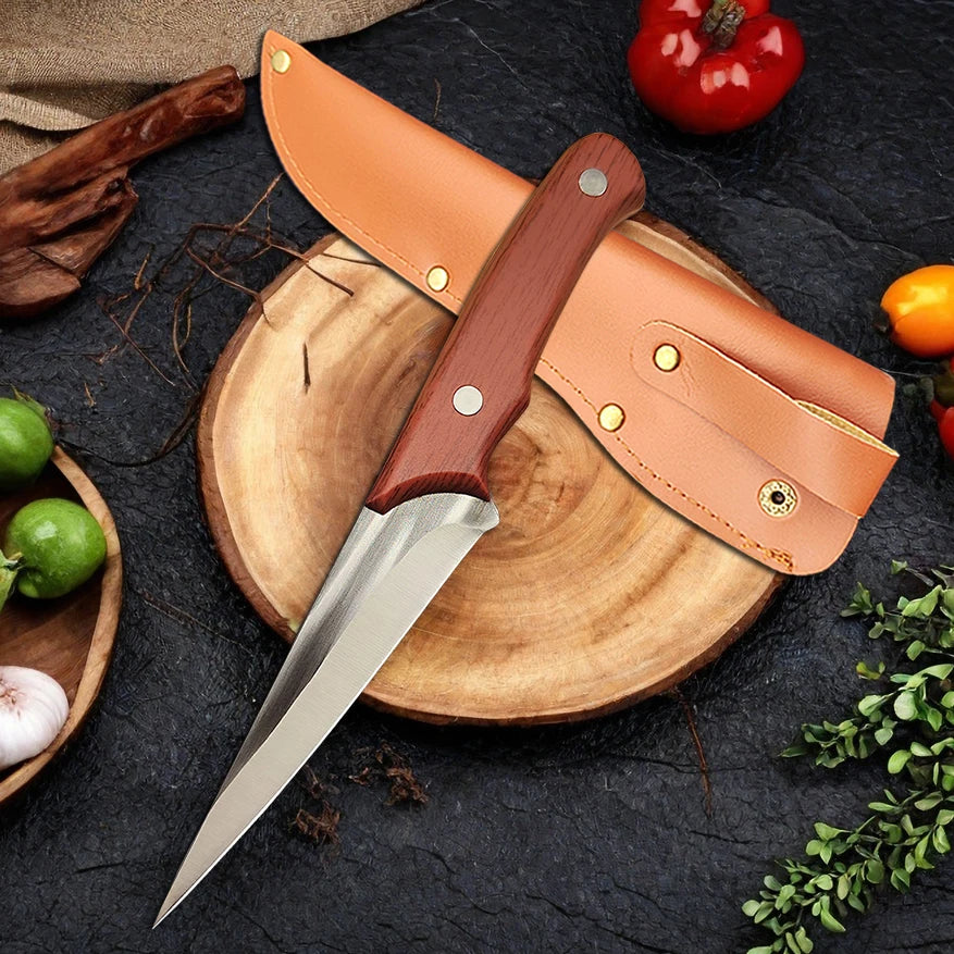 Stainless Steel Boning Knife with Sheath | 14.5cm Sharp Blade Boning Knife Axl