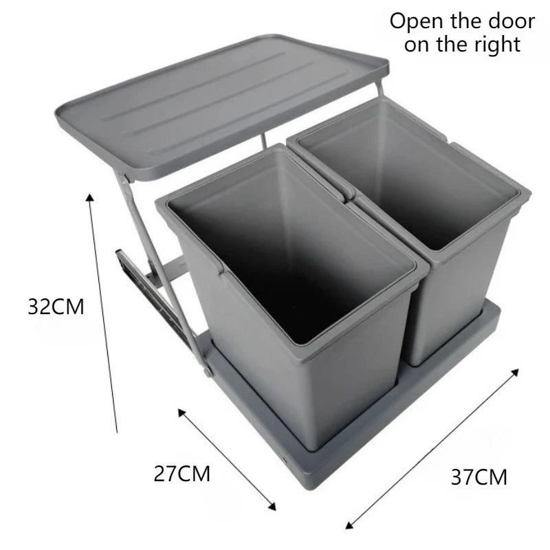 Large Capacity Kitchen Recycling Trash Can with Lid Kitchen Trash Can Axl B 14L- Double Barrel