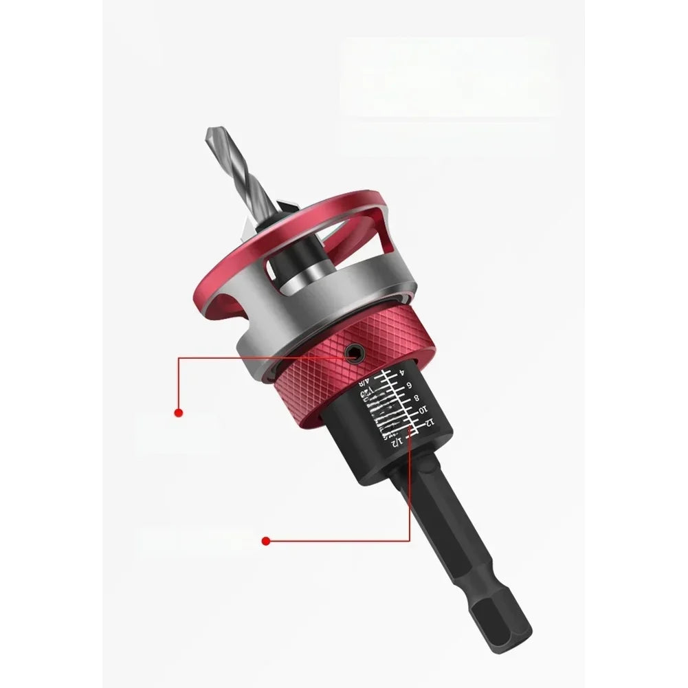 4 Flute Countersink Drill Bit – Adjustable Depth 1/4" Hex Shank Countersink Drill Bit Axl