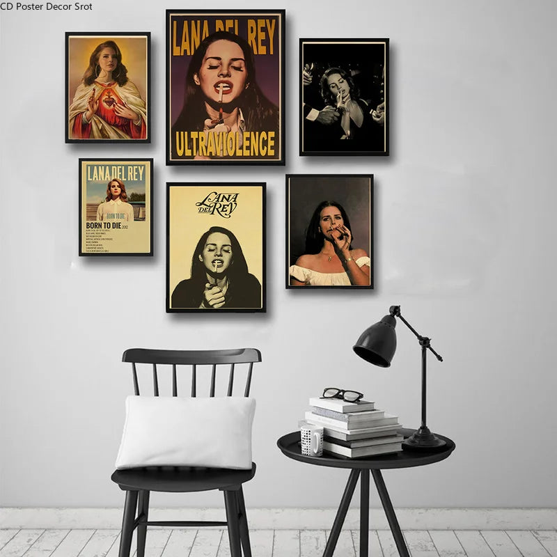 Lana Del Rey Retro Kraft Paper Poster | Vintage Aesthetic Wall Art Decorative Wall Poster Axl