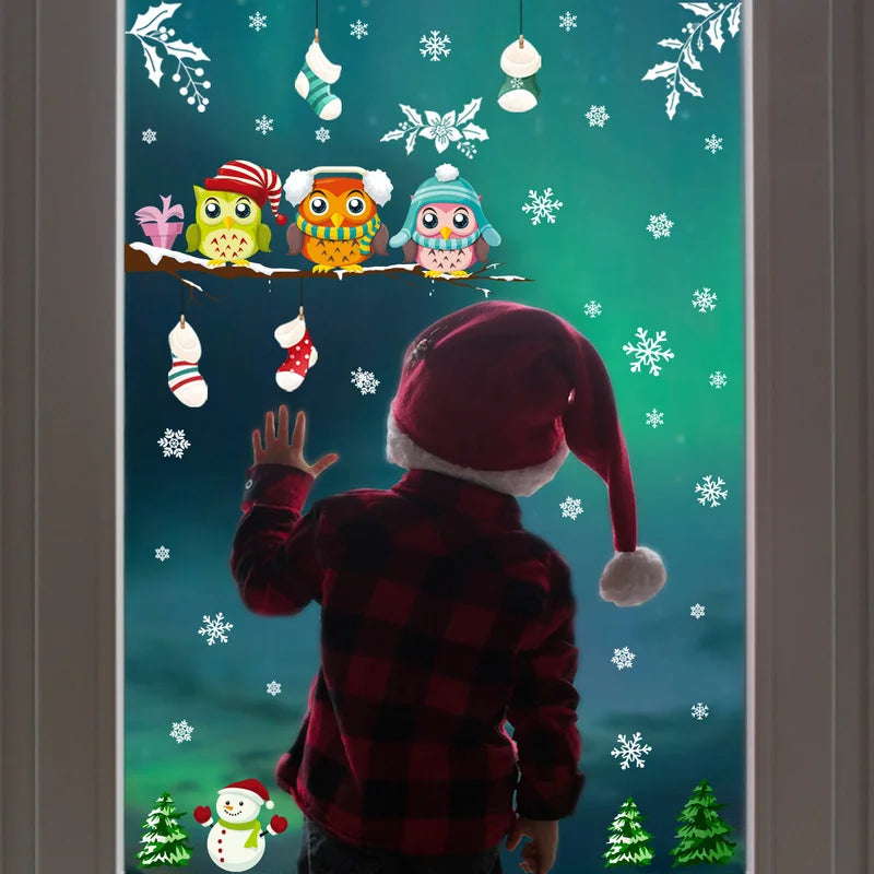 Branch Owl Snowflake Christmas Wall & Window Stickers Decal Wall Sticker Decal Axl