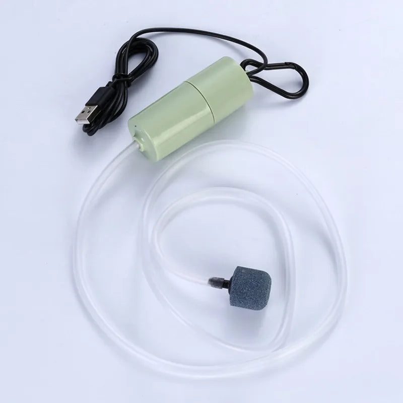 Portable Mini USB Aquarium Air Pump – Silent Fish Tank Oxygenator Aquarium Air Pump Axl green