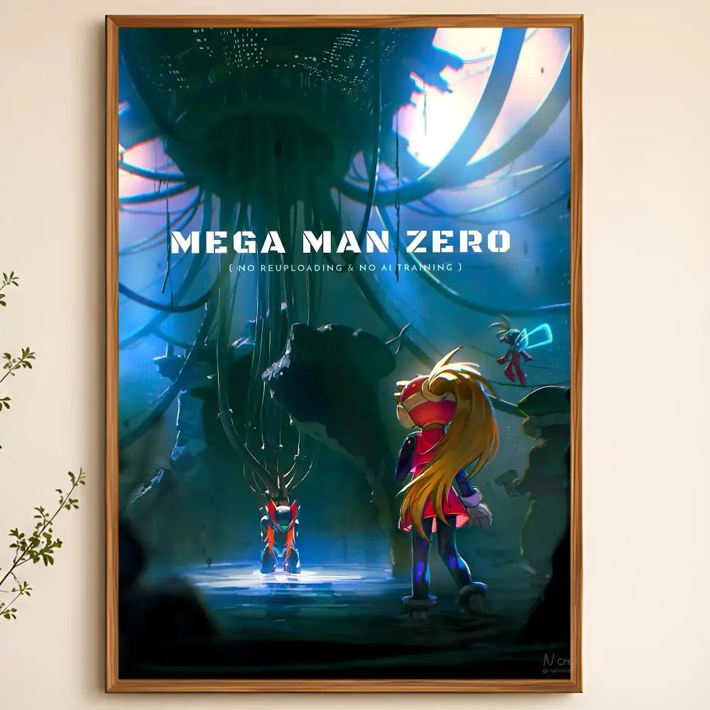 Mega Man Zero Self-Adhesive Wall Poster – HD Waterproof Art Wall Art Poster Axl White08 30X40cmNoframe