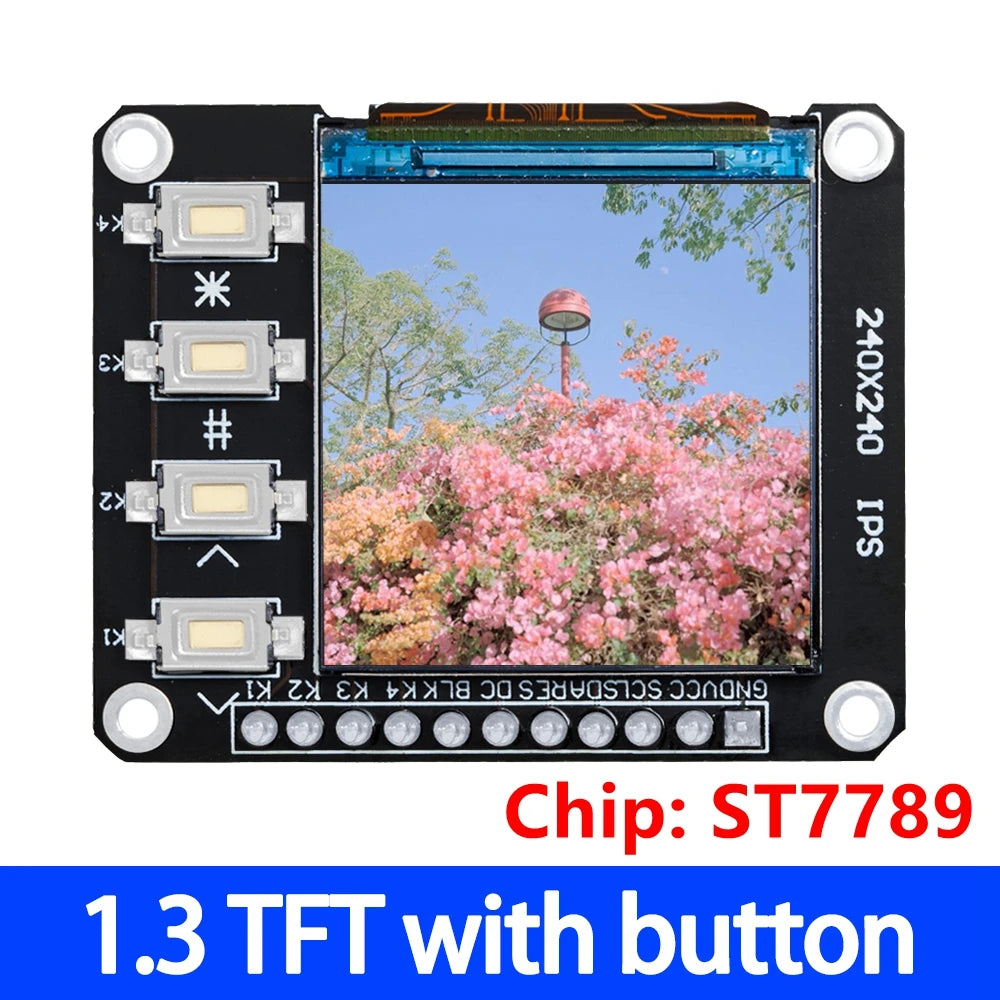 TFT Color LCD Module SPI 0.96–1.8" ST7735 ST7789 | 4-Key LCD Display Module Axl 1.3 TFT with 4key
