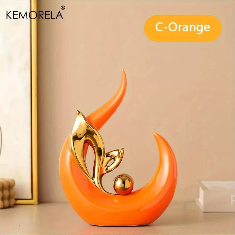 Nordic Ceramic Sculpture – Luxury Home & Office Décor | KEMORELA Ceramic Sculpture Axl C-Orange