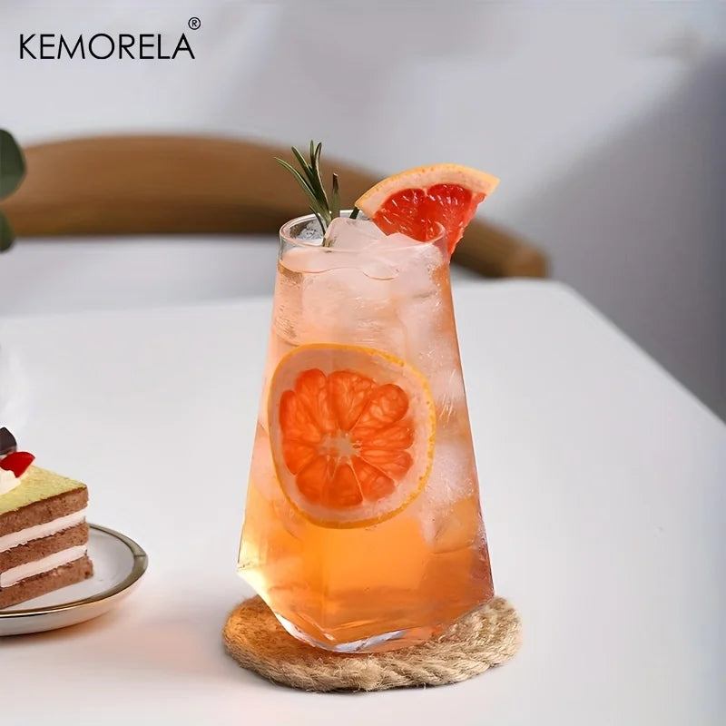 KEMORELA 500ml Geometric Highball Crystal Glasses – 1 or 2 Pack Highball Glass Set Axl
