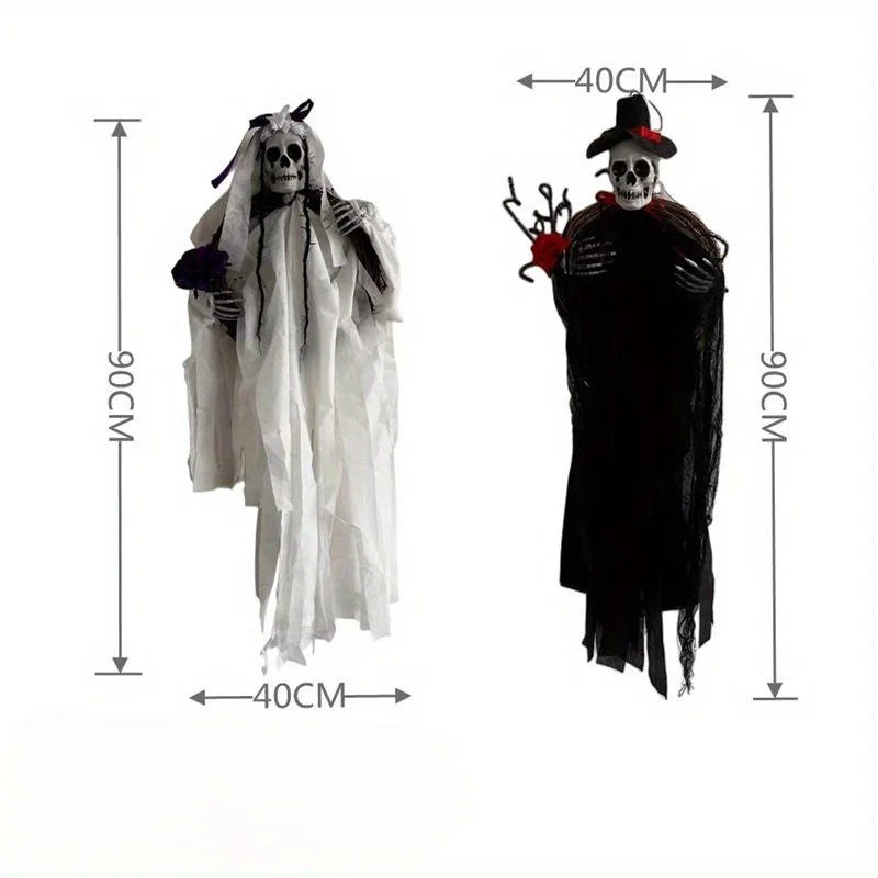 Halloween Skeleton Ghost Bride & Groom Rattan Ring Garland Halloween Garland Decor Axl