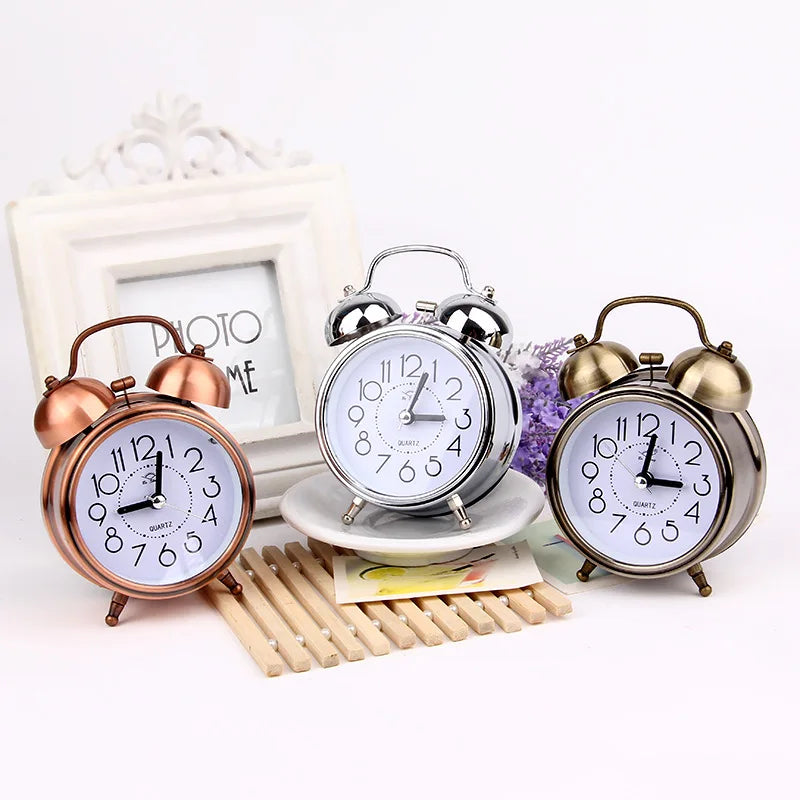 Vintage Retro Dual Bell Alarm Clock – Silent & Night Light Retro Alarm Clock Axl