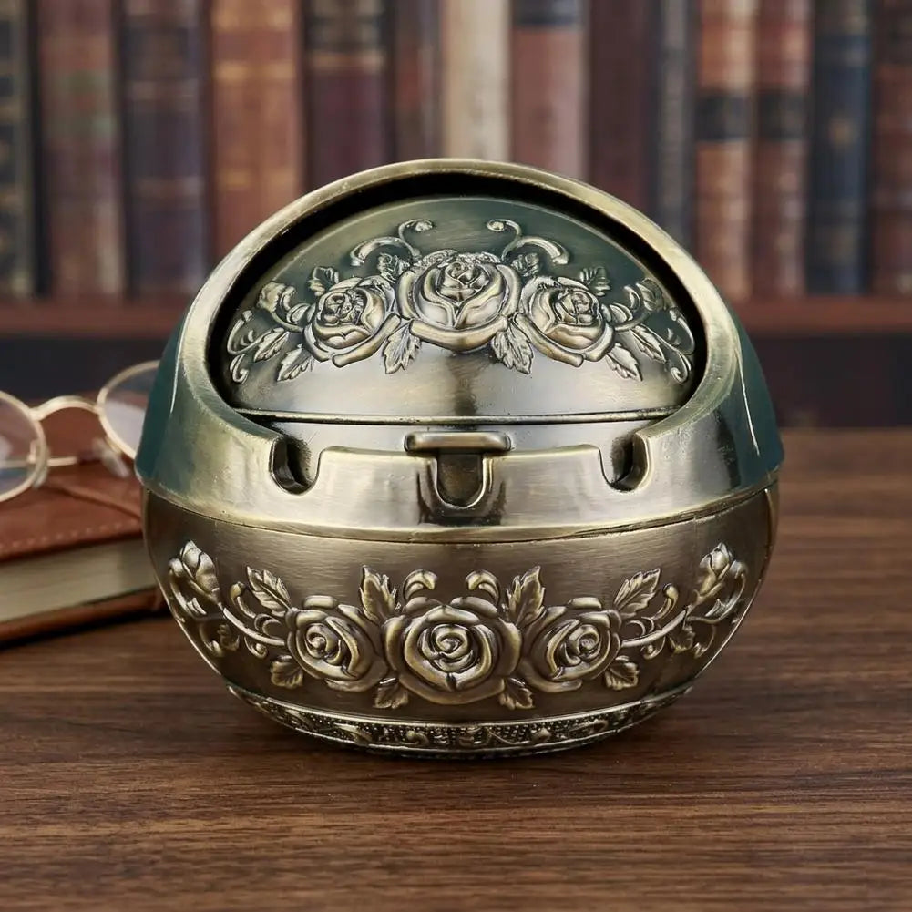 Vintage Metal Decorative Box – Rose Heart Relief Retro Lid Decorative Metal Box Axl