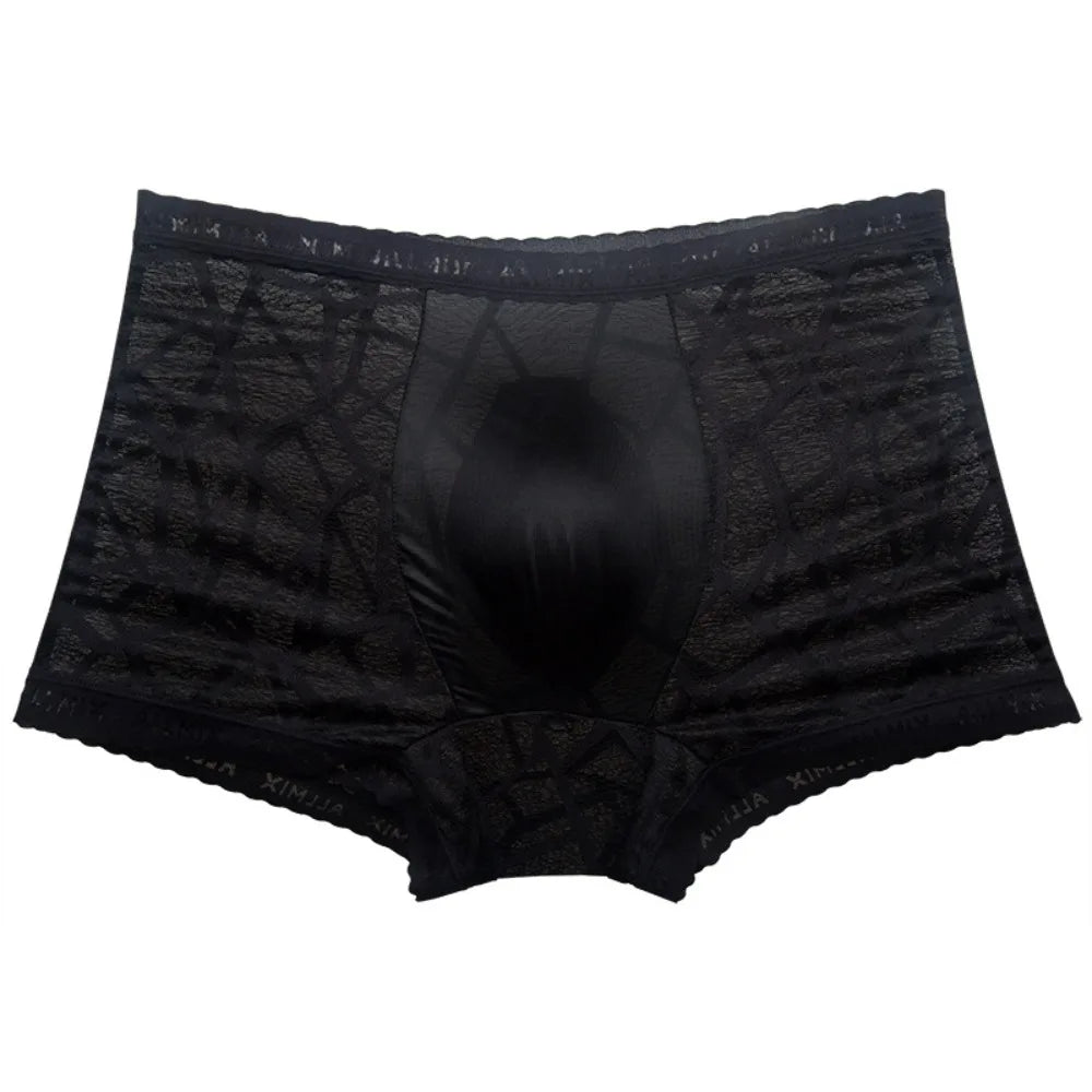 Men's Ice Silk Boxer Briefs – Mesh Quick-Dry Underwear Men's Boxer Briefs Axl Black-XL