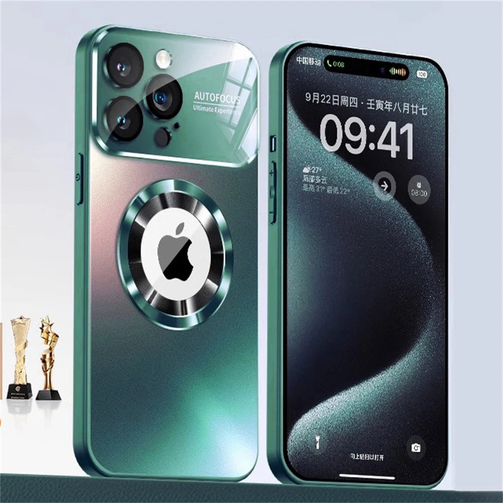Titanium Matte MagSafe iPhone Case | AG Glass Lens Cover MagSafe iPhone Case Axl Green iPhone 15