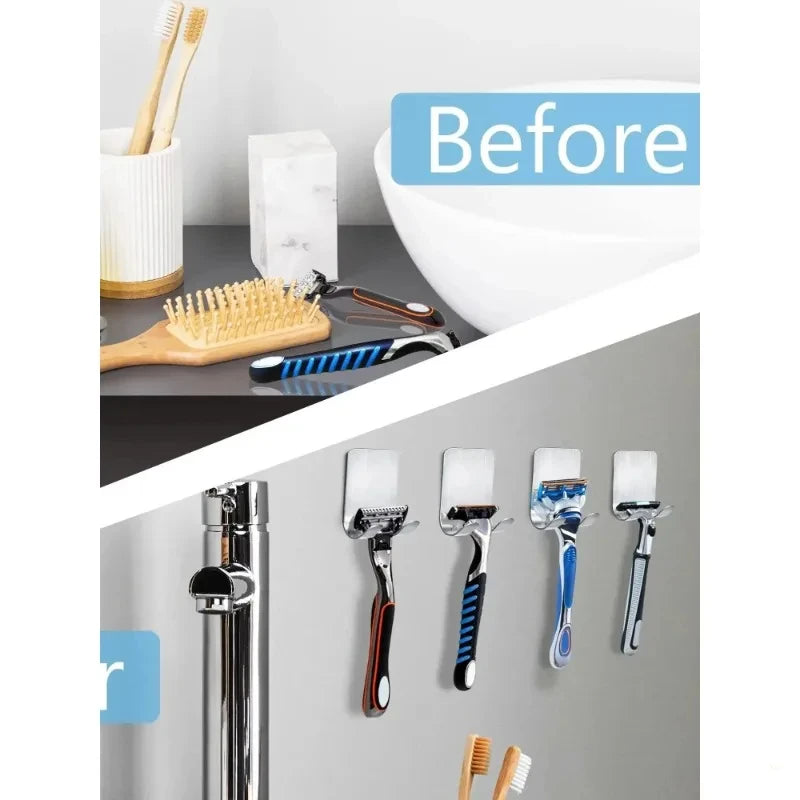 Stainless Steel Razor Holder & Bathroom Hook Organizer 2/5 Pcs Razor Holder Stand Axl