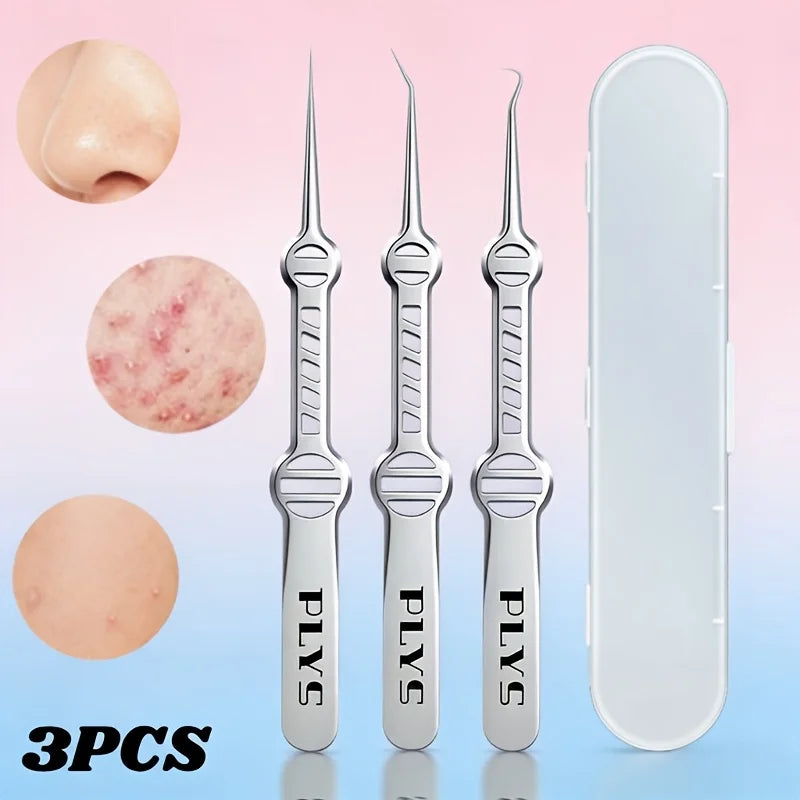 PLYS Precision Tweezer Kit – Stainless Steel Eyebrow Set Precision Tweezer Kit Axl 3pcs
