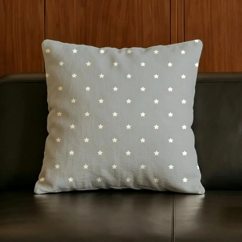 Natural Linen Cushion Covers – Star & Polka Print | 6 Sizes Linen Cushion Cover Axl White5 45X45cm