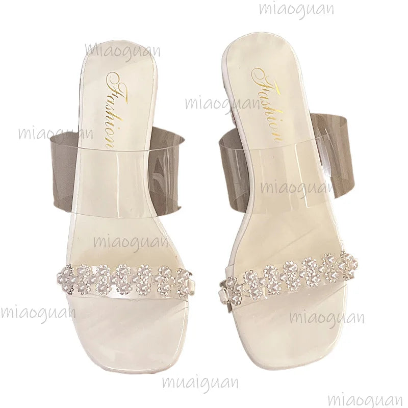 Women's Clear Crystal High Heel Sandals – Rhinestone PVC High Heel Sandals Axl