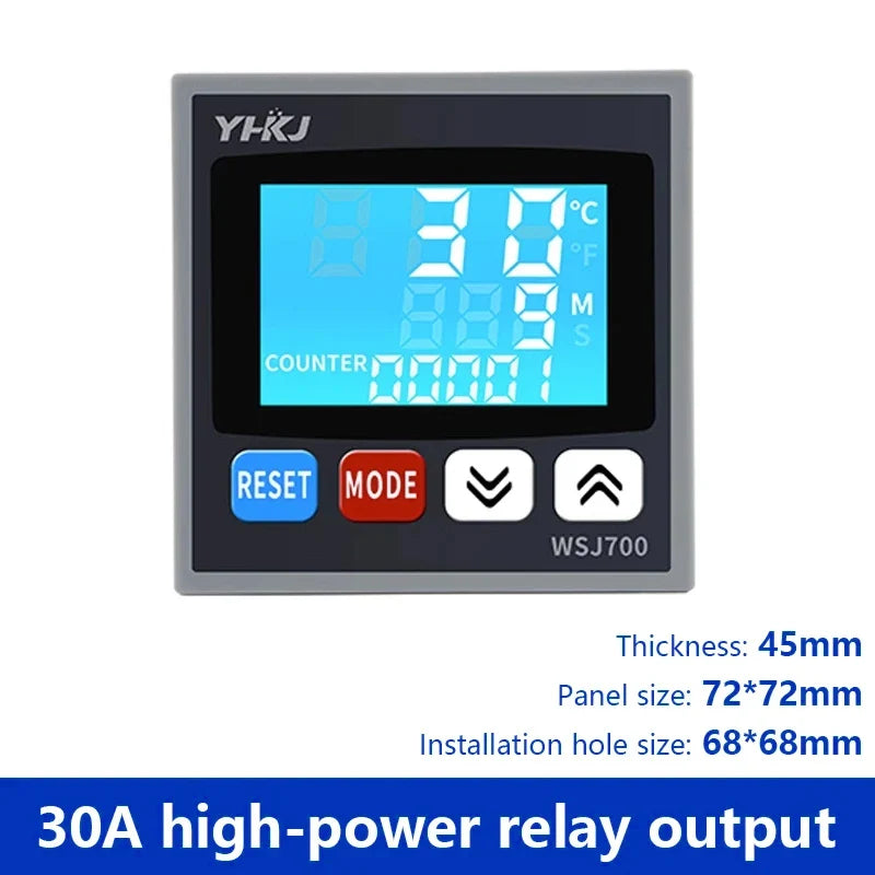 WSJ700 Digital Temperature Controller Timer SSR Relay 100-240VAC Temperature Controller Axl 30A Relay output