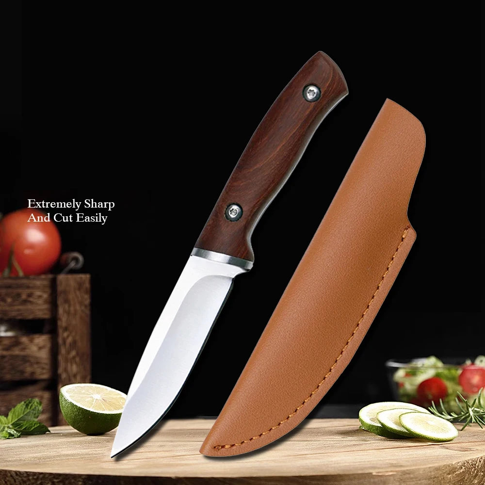EDC Mini Fixed Blade Knife – Stainless Steel & Wood Handle Fixed Blade Knife Axl