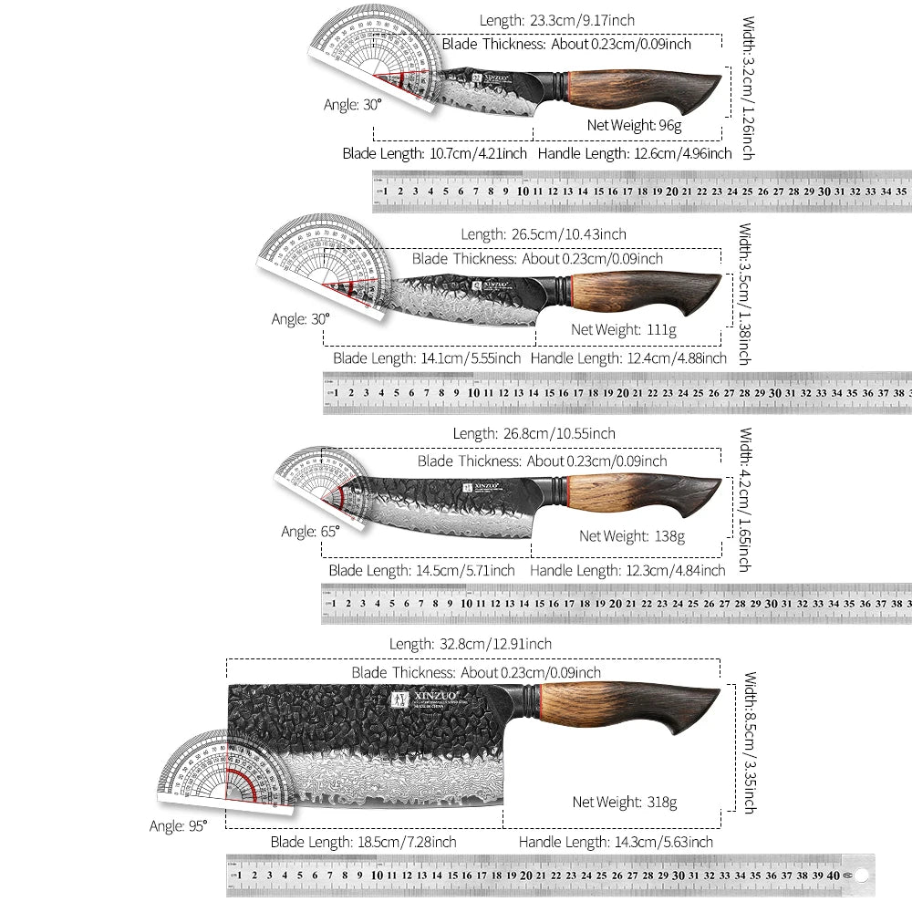 XINZUO 8-Piece Damascus Steel Kitchen Knife Set | 67 Layers Kitchen Knife Set Axl
