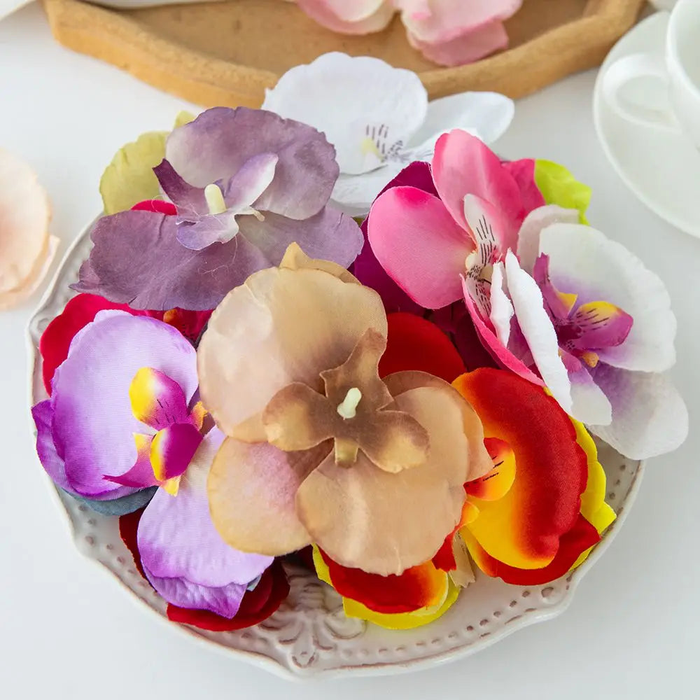 Artificial Silk Orchid Flower Heads 20/40 Pcs – DIY Decor Artificial Flower Heads Axl