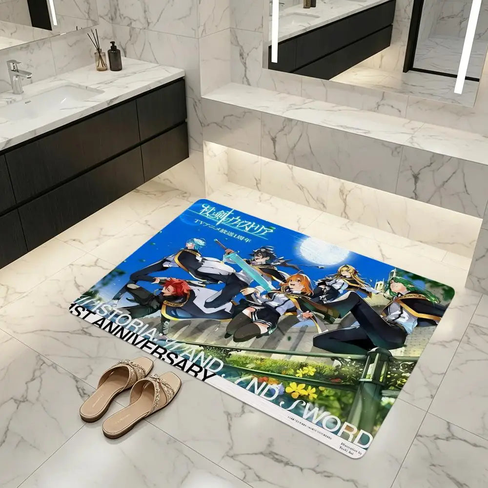 Diatomite Bath Mat – Quick Dry Anti-Slip Anime Wistoria Design Diatomite Bath Mat Axl