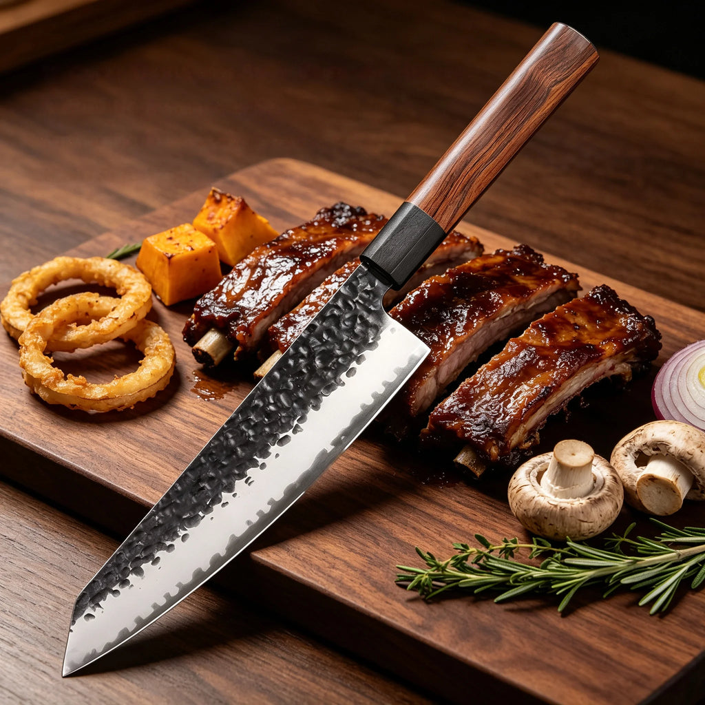 Japanese Kiritsuke Chef Knife – Hand Hammered Forged Steel Chef Knife Axl Kiritsuke Knife