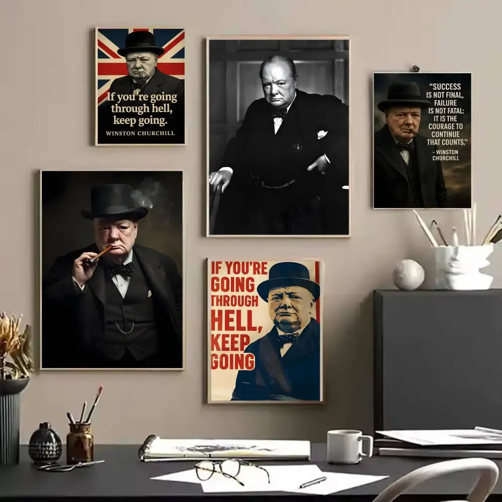 Winston Churchill Frameless Canvas Wall Art Poster | Home Décor Canvas Wall Art Axl