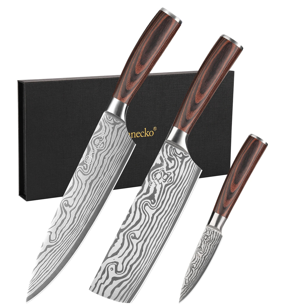 Sunnecko 6-Piece Damascus Chef's Knife Set – Ultra Sharp Chef Knife Set Axl 3PCS Knives Set China Mainland