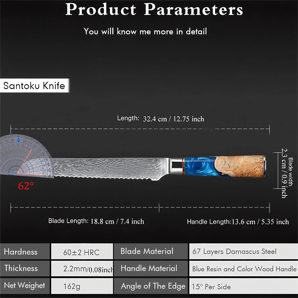 67-Layer Damascus Steel Chef Knife – Sharp Kitchen Utility Damascus Chef Knife Axl
