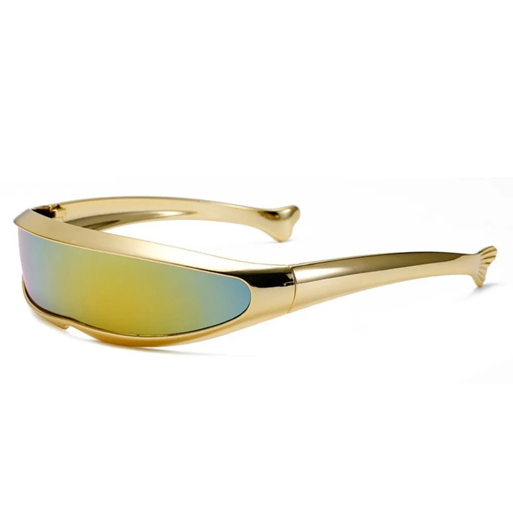 Y2K Punk One-Piece Mirror Sunglasses – Unisex Vintage Shades Vintage Sunglasses Axl Gold Red
