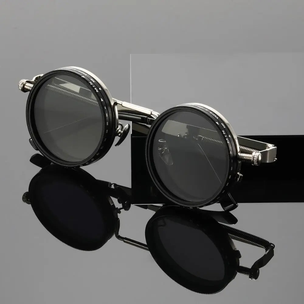 ND9 Retro Round Sunglasses – 9-Level Adjustable Dimming Anti-UV Adjustable Dimming Sunglasses Axl