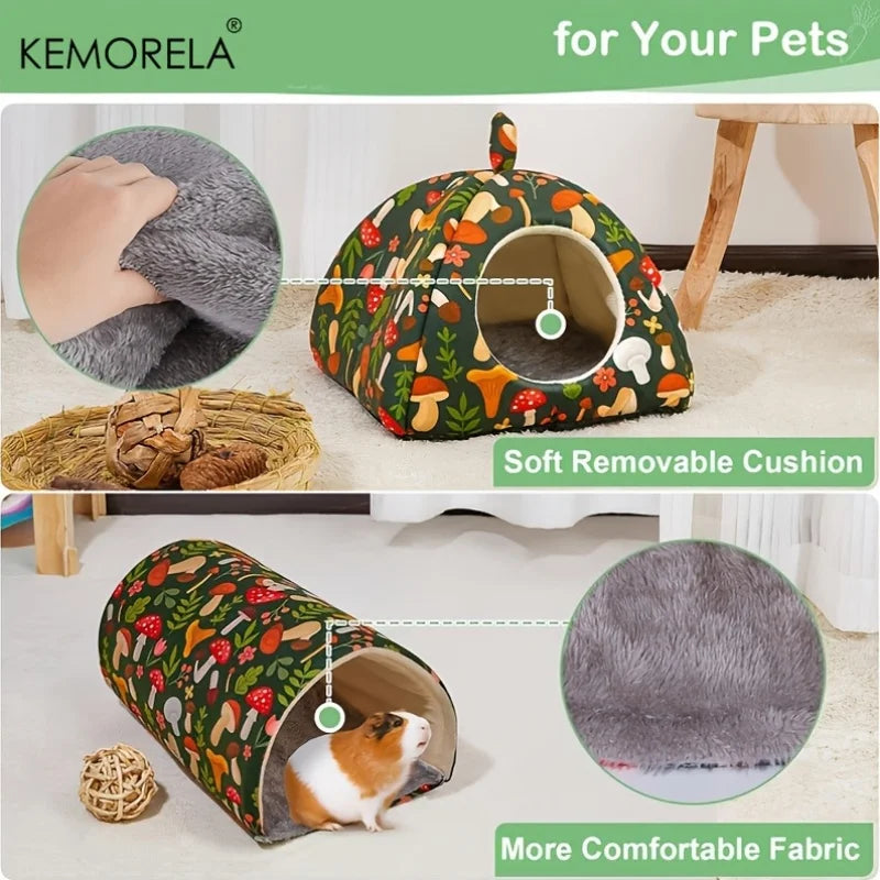 KEMORELA 2PCS Hamster House Warm Mat & Small Animal Bed Small Animal Bed Axl